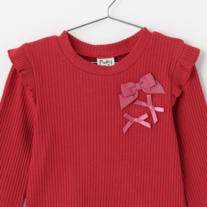 Basic Ribbed Long T-Shirt,Black, medium image number 2