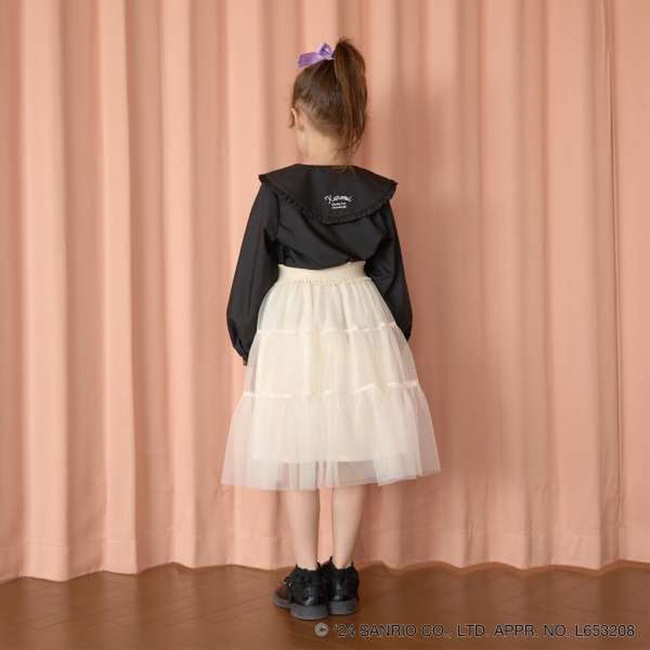 Sanrio Kuromi Frill Collar Blouse & Ribbon Hair Tie Set,Black, large image number 7