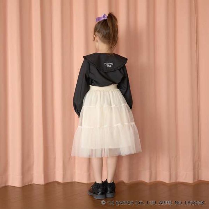 Sanrio Kuromi Frill Collar Blouse & Ribbon Hair Tie Set,Black, medium image number 7