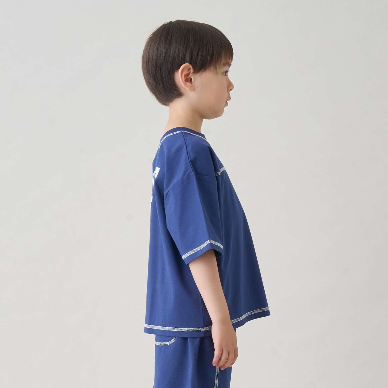 [防曬] [正反皆可穿] [遮熱天竺棉] 撞色縫線T恤 [兒童服裝] [童裝] [男童] [女孩],煙白色, large image number 1