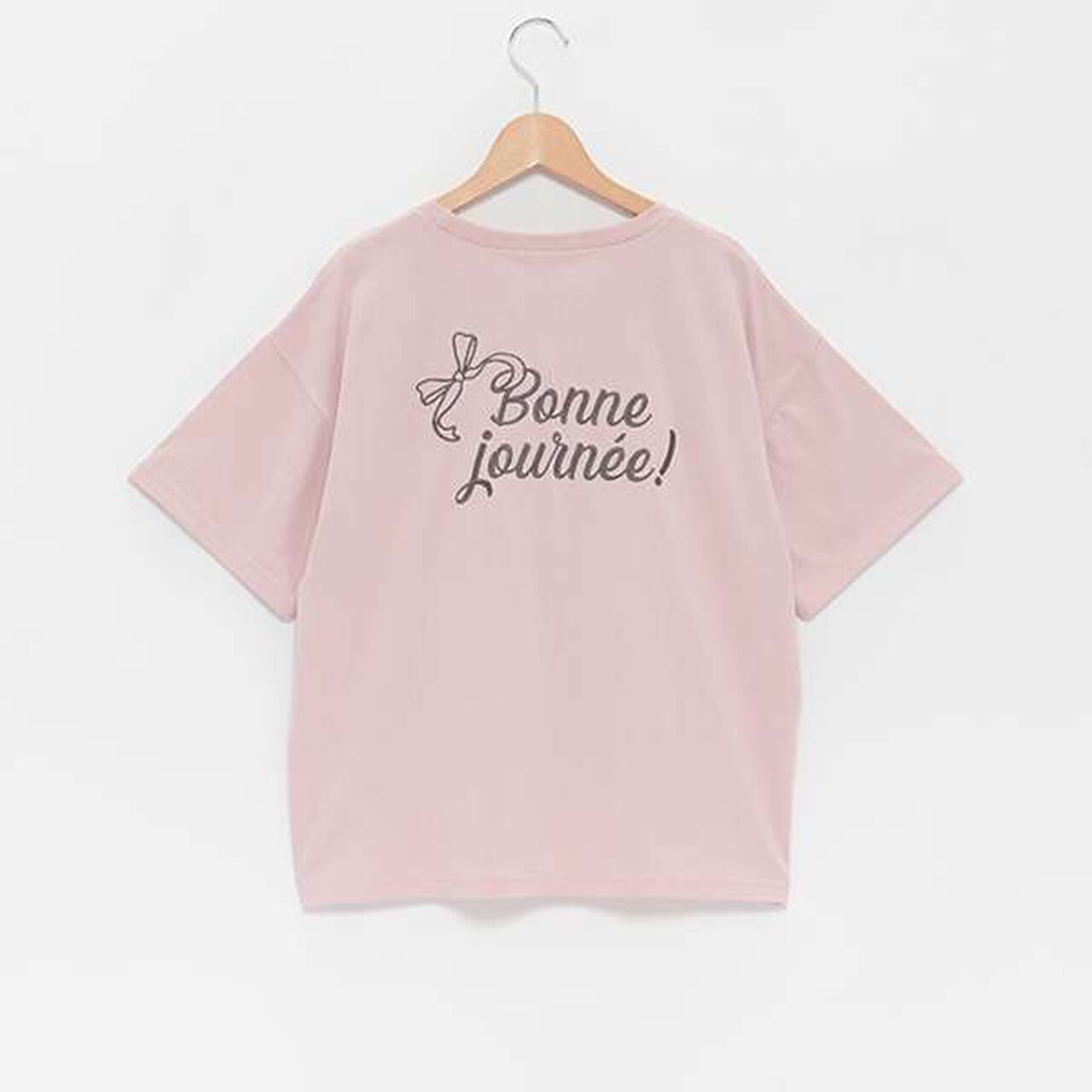 Ribbon Embroidered Half T-Shirt,Mocha tea, large image number 14