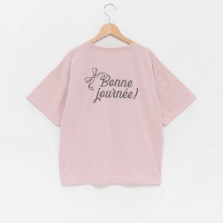 Ribbon Embroidered Half T-Shirt,Mocha tea, medium image number 14