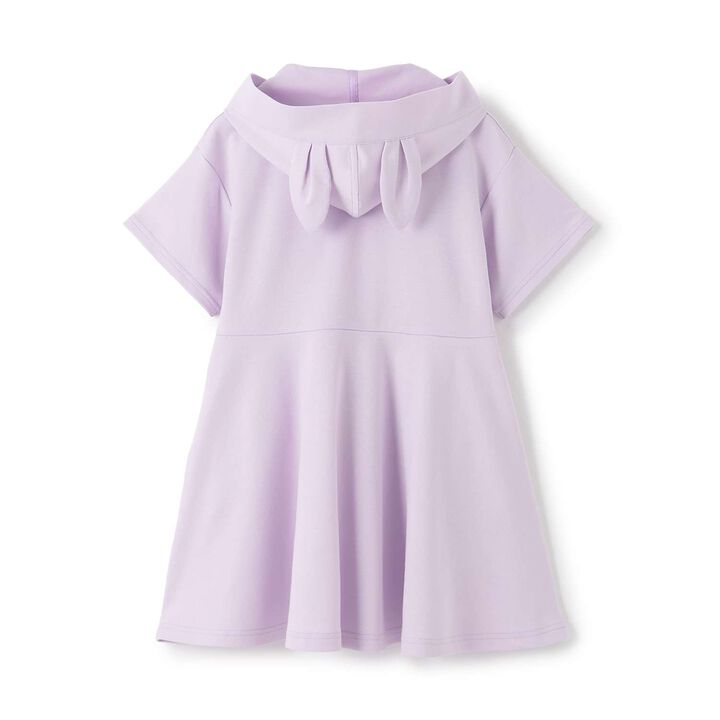 Short-Sleeve Parka One-Piece Dress with Animal Ears Charm,Turquoise, medium image number 1