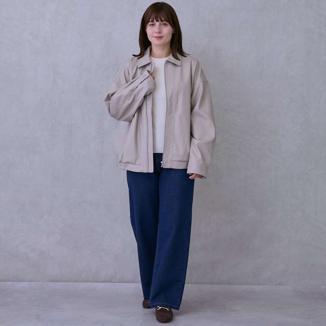 Link Faux Leather Jacket,Beige, large image number 2