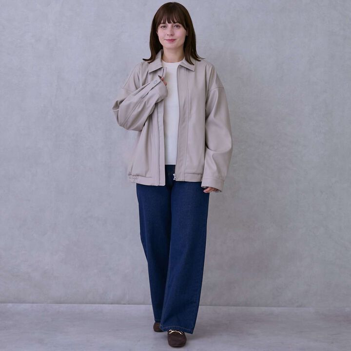 Link Faux Leather Jacket,Beige, medium image number 2