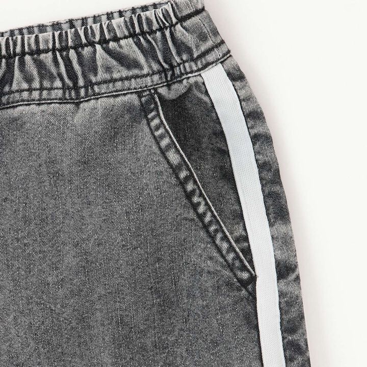 [Elastic Hem] Striped Denim Cargo Pants,Black, medium image number 15