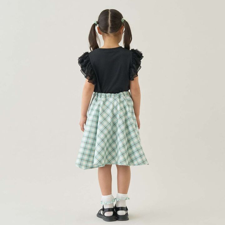 Gathered Check Shirt-Style Skirt with Inner Shorts [Kids Girls],Red, medium image number 17