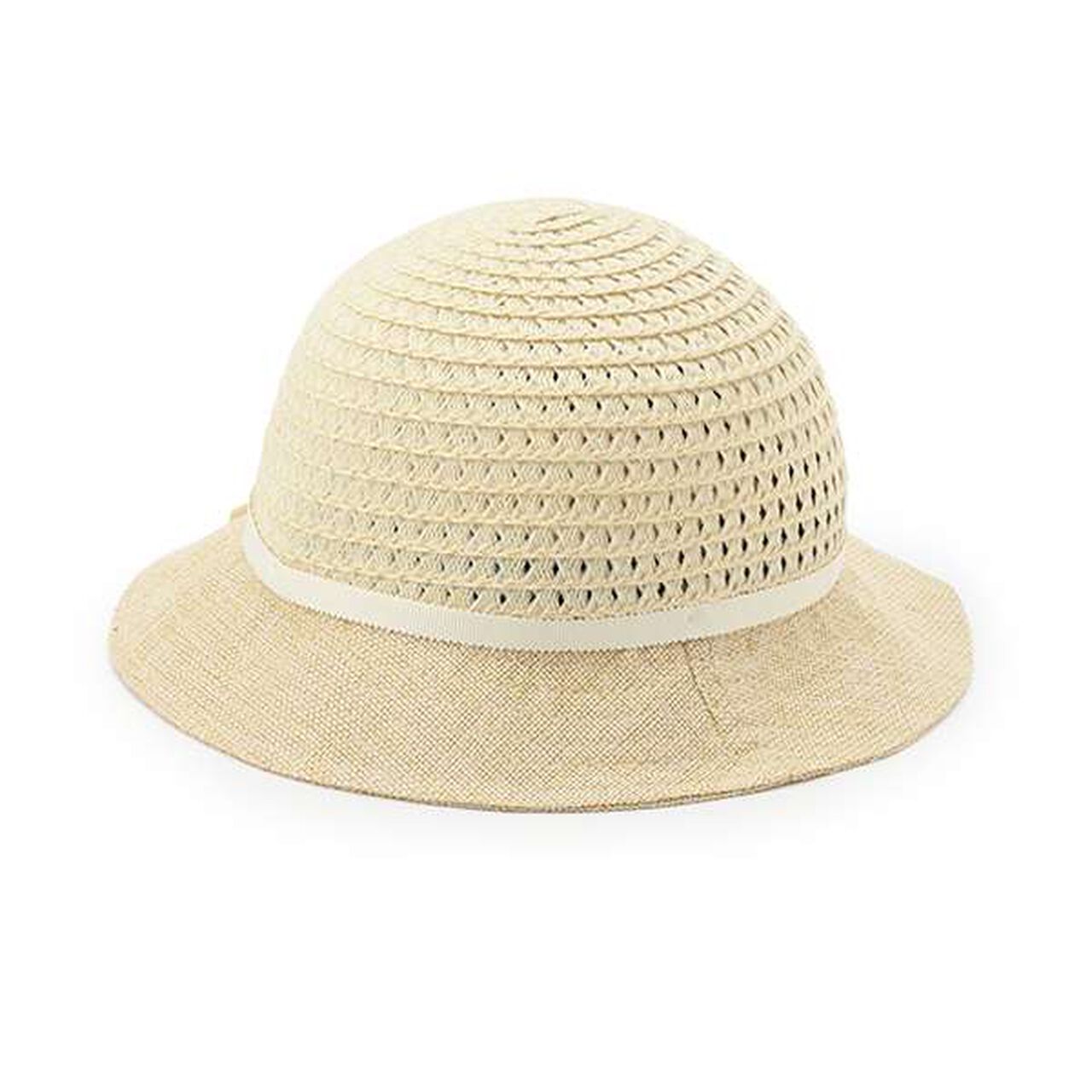 Mixed Material Hat,Beige, large image number 1