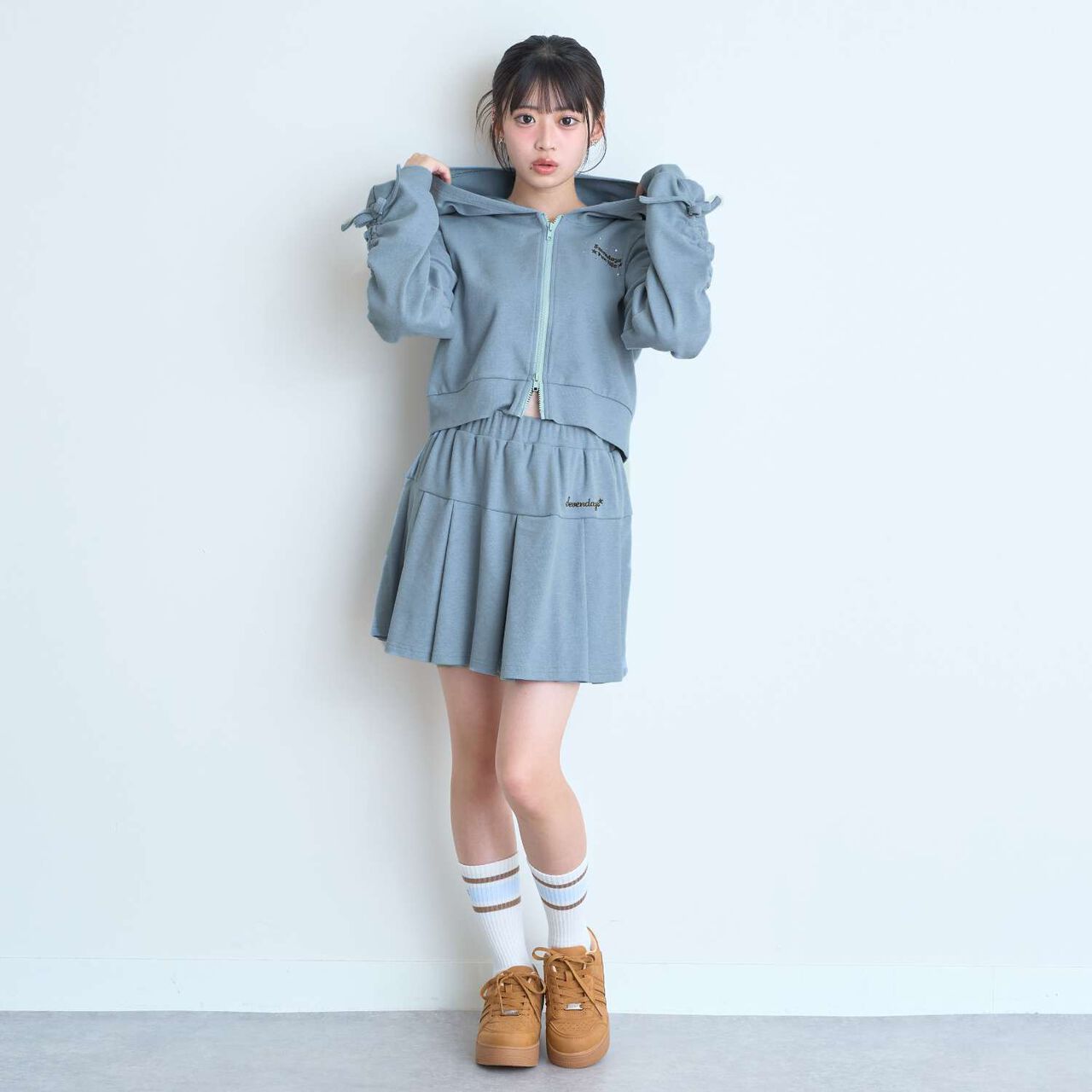 [7days] Cut Pleated Skirt-Pants,Pink, large image number 6