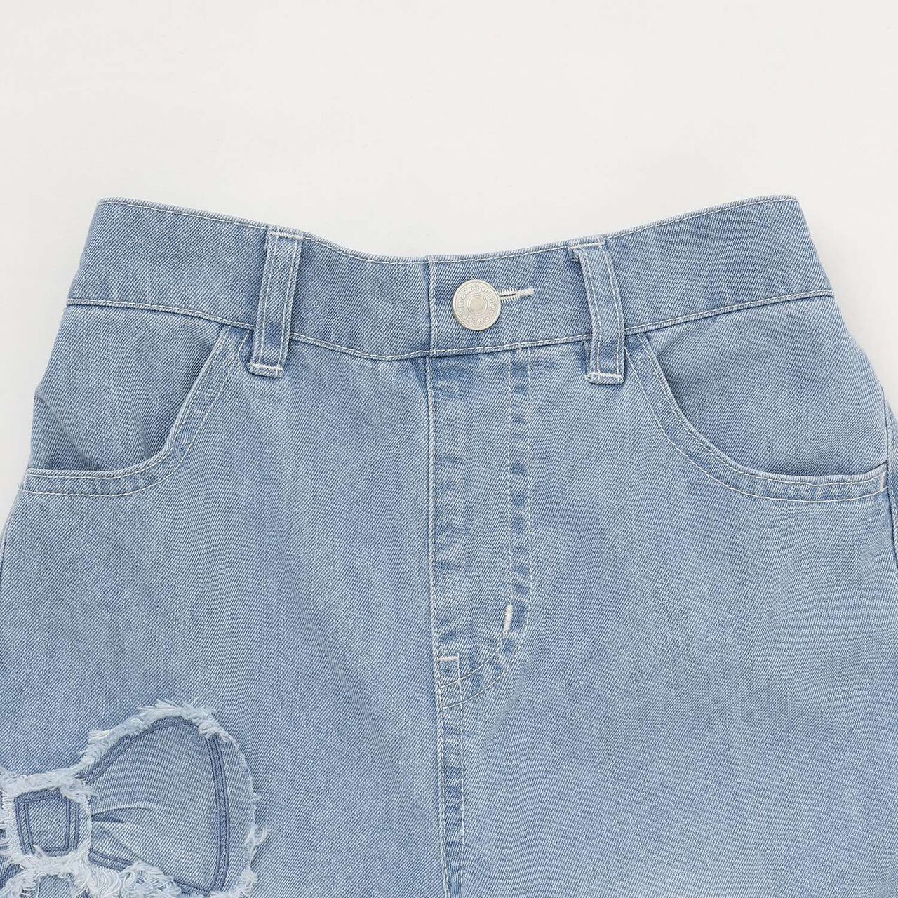 Ribbon Appliqu&eacute; Denim Pants,Gray, large image number 2