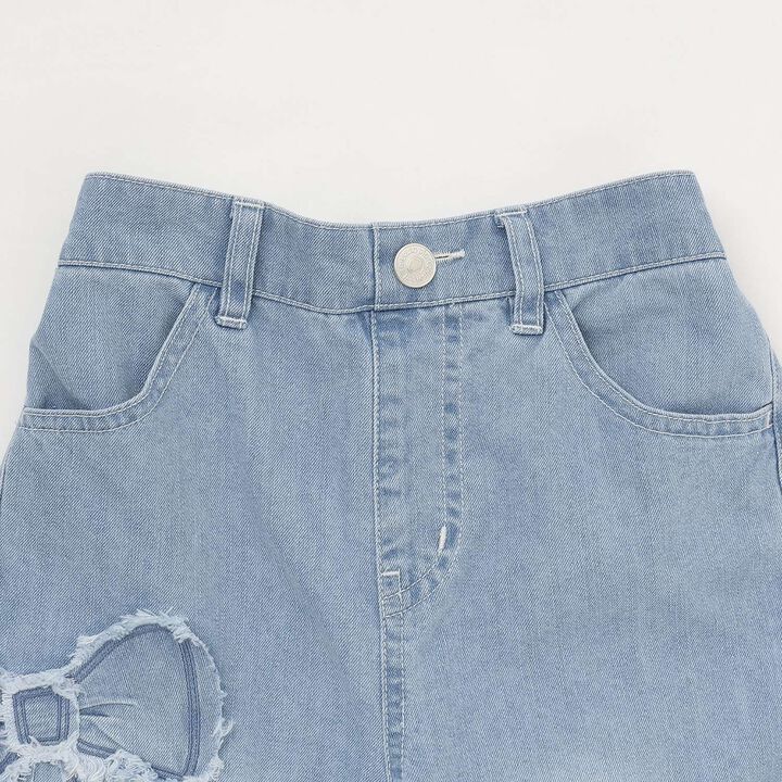 Ribbon Appliqu&eacute; Denim Pants,Gray, medium image number 2
