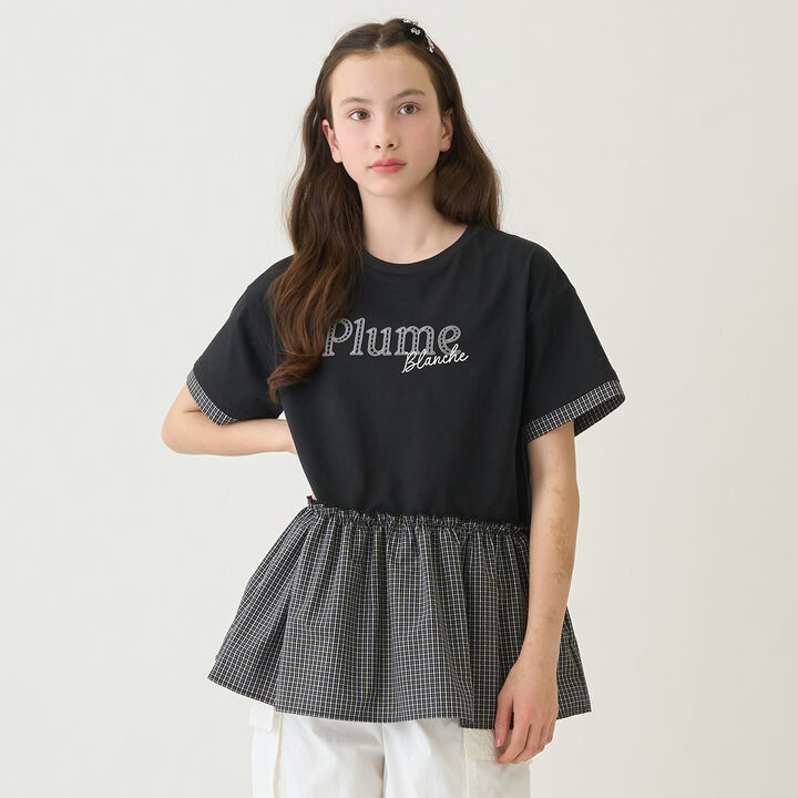 Cool Touch Peplum Checkered Pullover,, medium