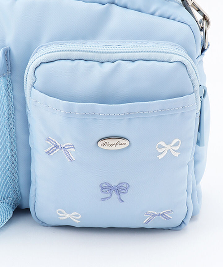 Shoulder Bag with Ribbon Pattern and Bottle Holder,Black, medium image number 7