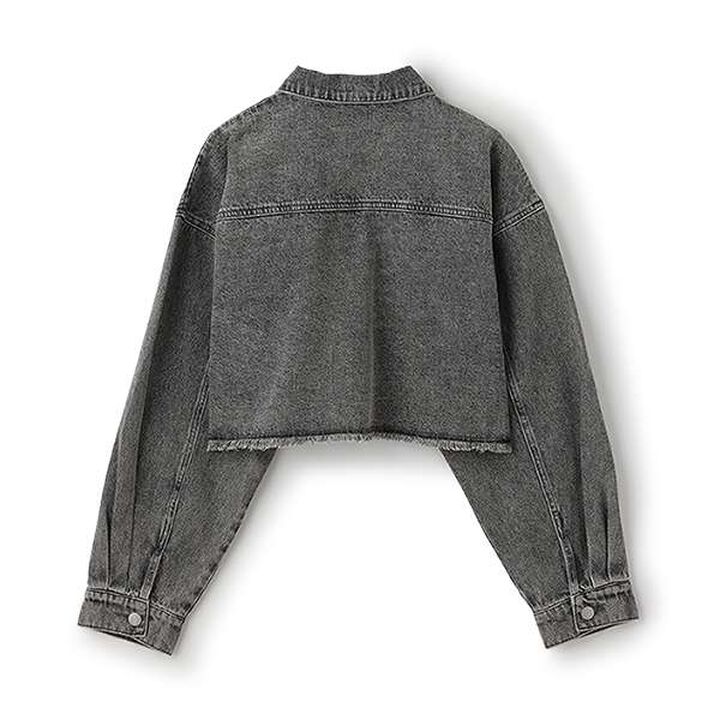 Cropped Denim Jacket,Gray, medium image number 3