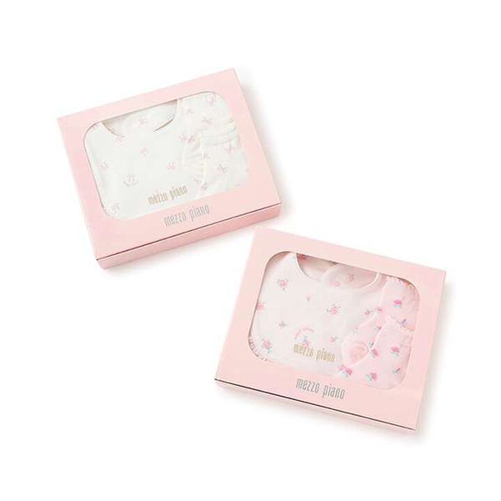 Ribbon & Rose Pattern Bib and Socks Set [Box Included],Light pink, medium image number 10