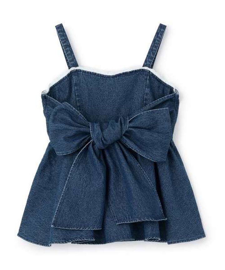 Denim Ribbon Bustier,Deep blue, medium image number 7
