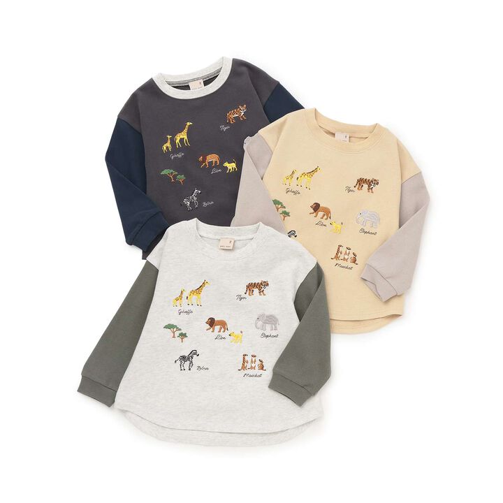 Animal Embroidery Long-Sleeve T-Shirt,Cream, medium image number 11