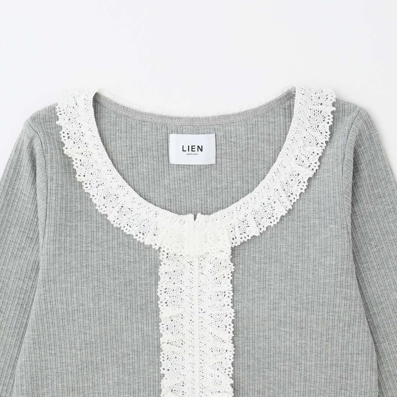 Parent-Child Matching Lace Frill Ribbed Long-Sleeve T-Shirt,Black, large image number 9