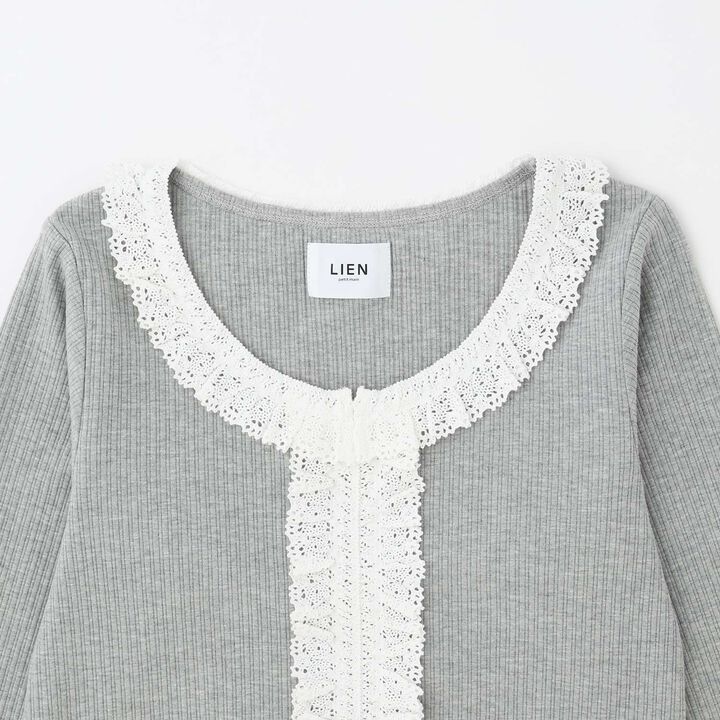 Parent-Child Matching Lace Frill Ribbed Long-Sleeve T-Shirt,Black, medium image number 9