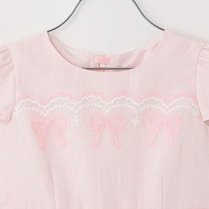 Organza Ribbon Embroidery Dress,Sax blue, medium image number 2