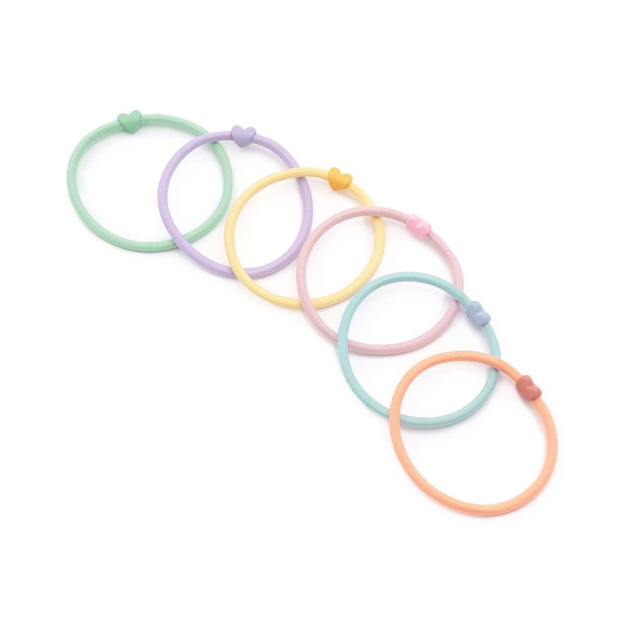 Mini Mini Heart Hair Ties (Set of 6),Multi color, large image number 0