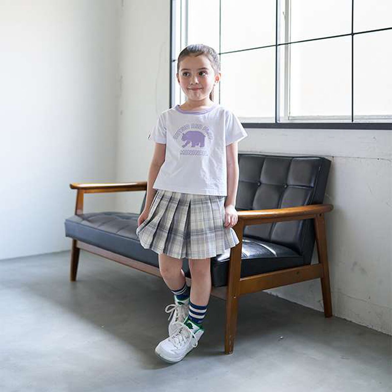 Check Pleated Culotte Pants,Pink, large image number 4