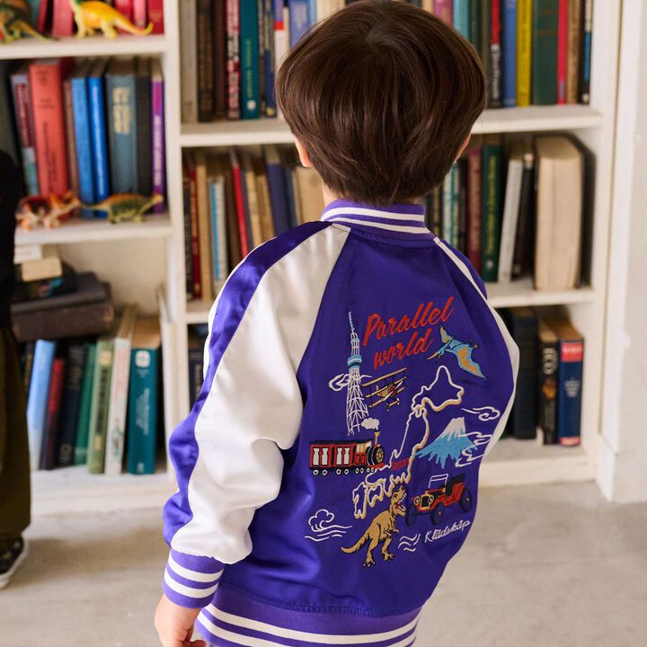 Dinosaur Embroidered Souvenir Jacket (Sukajan),Khaki, medium image number 2