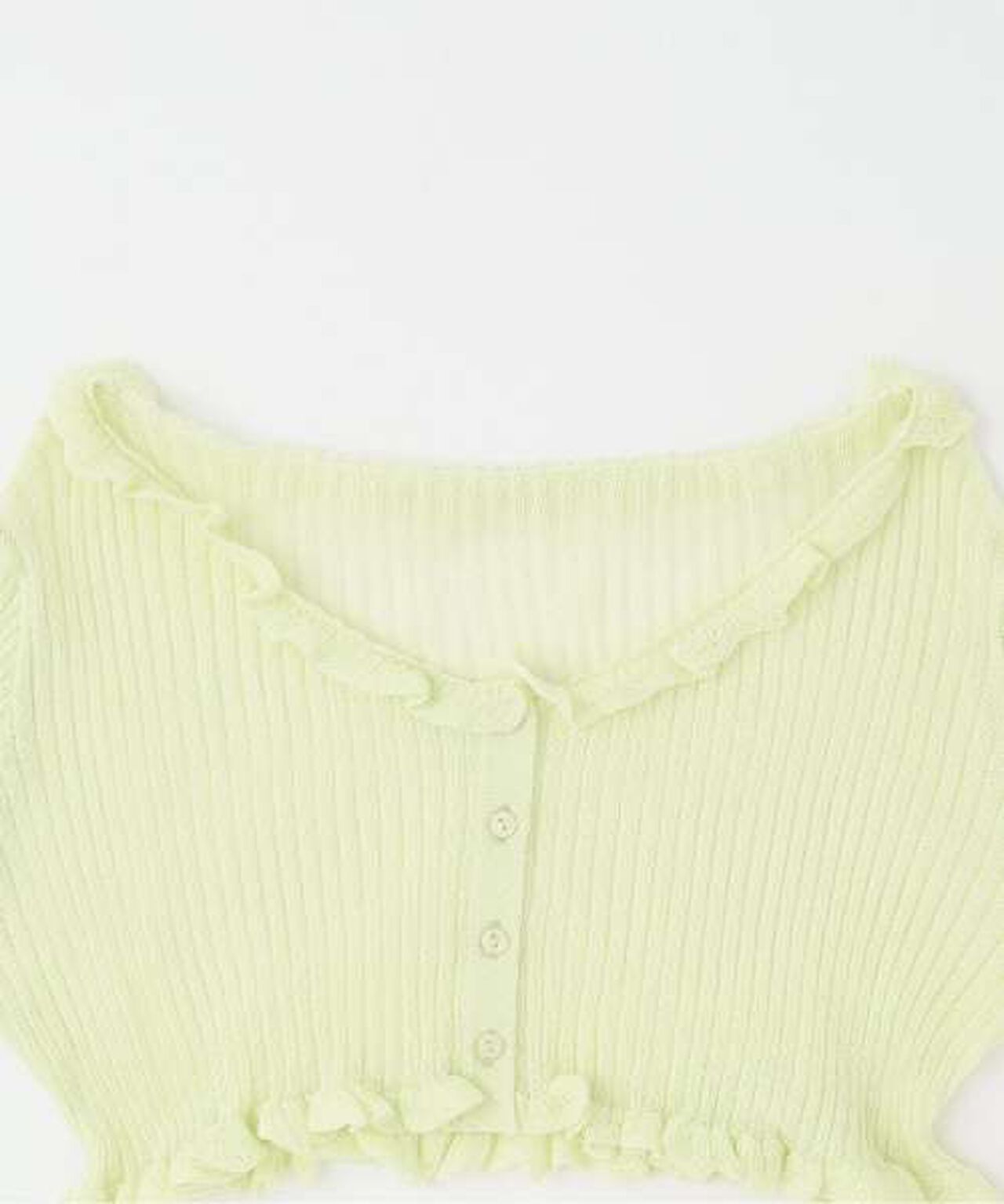 Ruffle Knit Cardigan,Light green, large image number 10