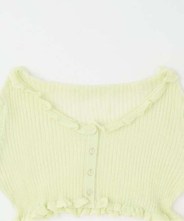 Ruffle Knit Cardigan,Light green, medium image number 10