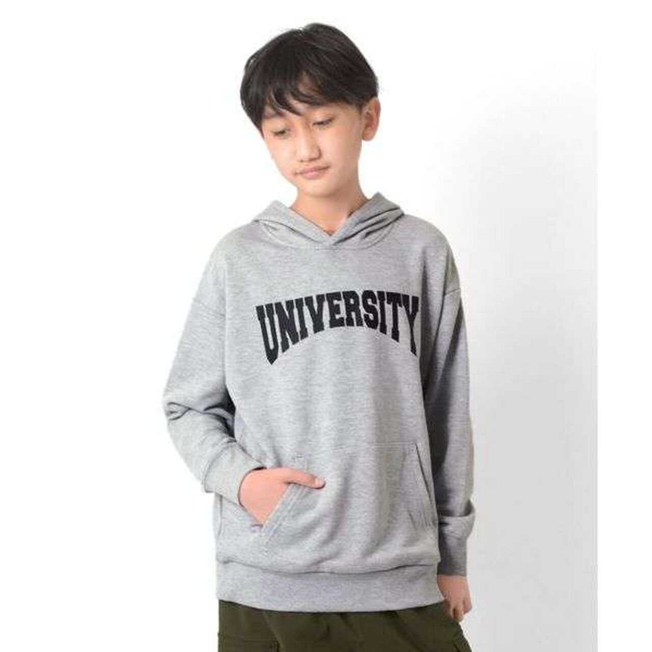 Fleece College Print Parka,Black, large image number 22