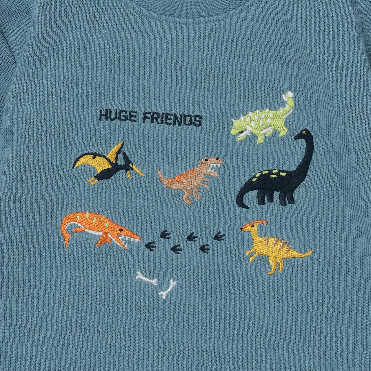 [Restock] Dinosaur Embroidery Sleeve Line Long-Sleeve T-Shirt,Gray, large image number 3