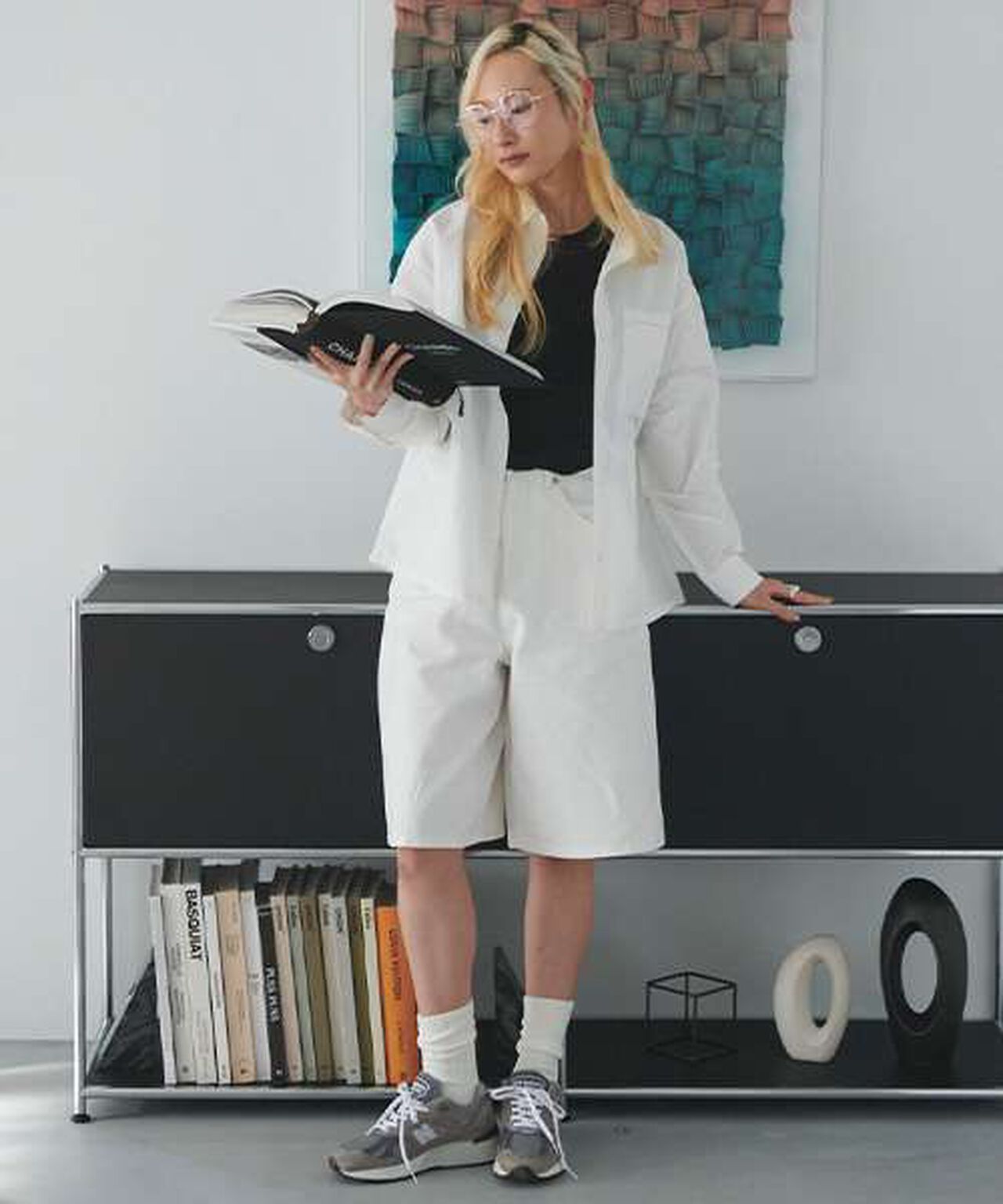 Denim Wide Half Pants,Blue, large image number 15