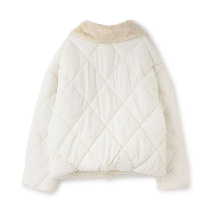 Double Zipper Puffy Quilted Bomber Jacket,Black, medium image number 9