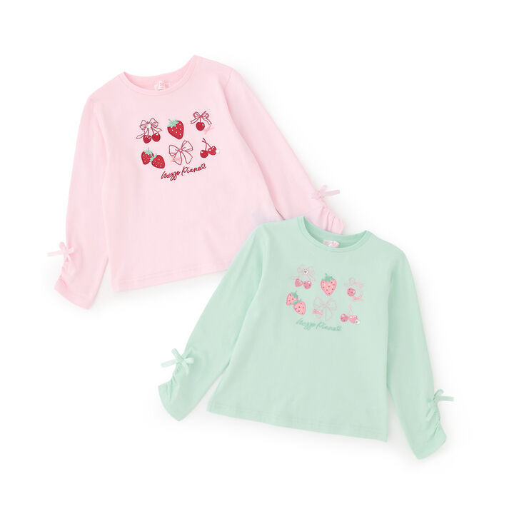 Strawberry Cherry Appliqu&eacute; Long-Sleeve T-Shirt,Light pink, medium image number 9