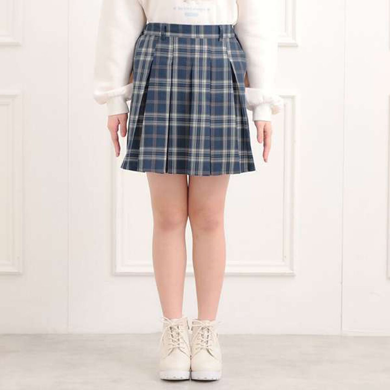 Brushed Pleated Skirt,Charcoal gray, large image number 1
