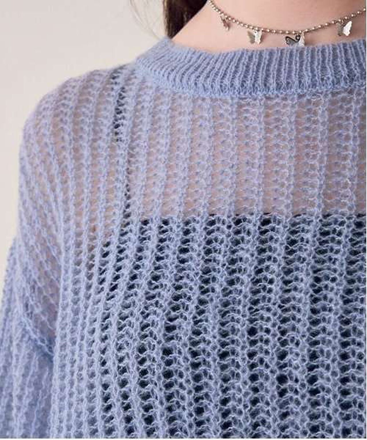 Mesh Knitwear,Charcoal gray, large image number 8