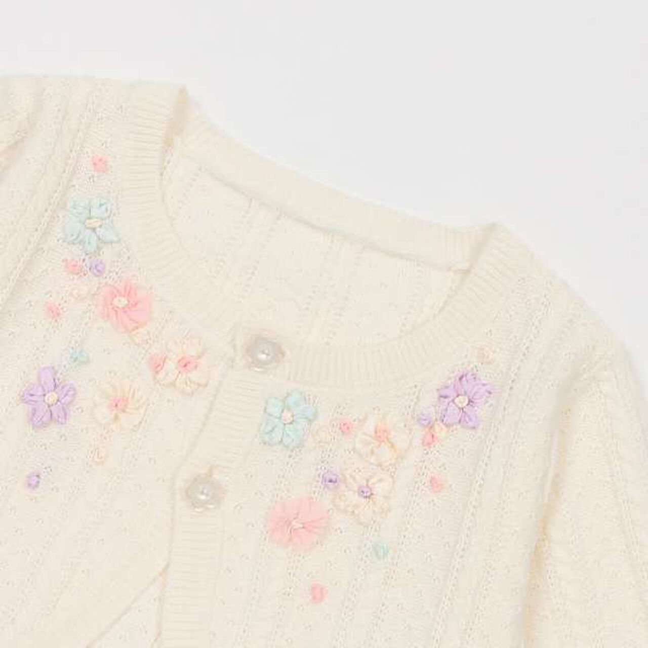 Ribbon Embroidery Knit Bolero,Off white, large image number 2