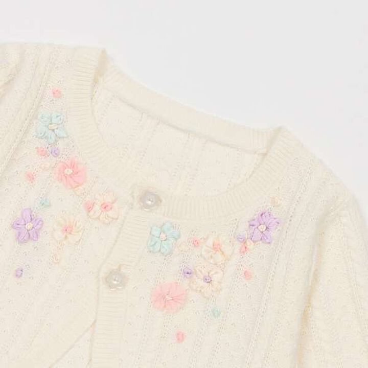 Ribbon Embroidery Knit Bolero,Off white, medium image number 2