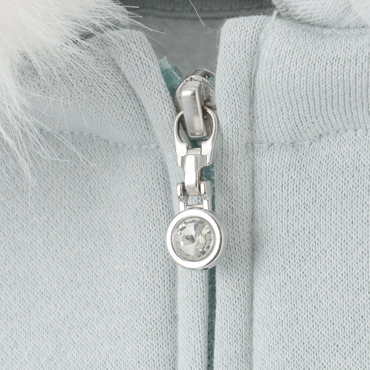 Lame Fleece Faux Fur Hooded Zip Parka,Mint, large image number 4