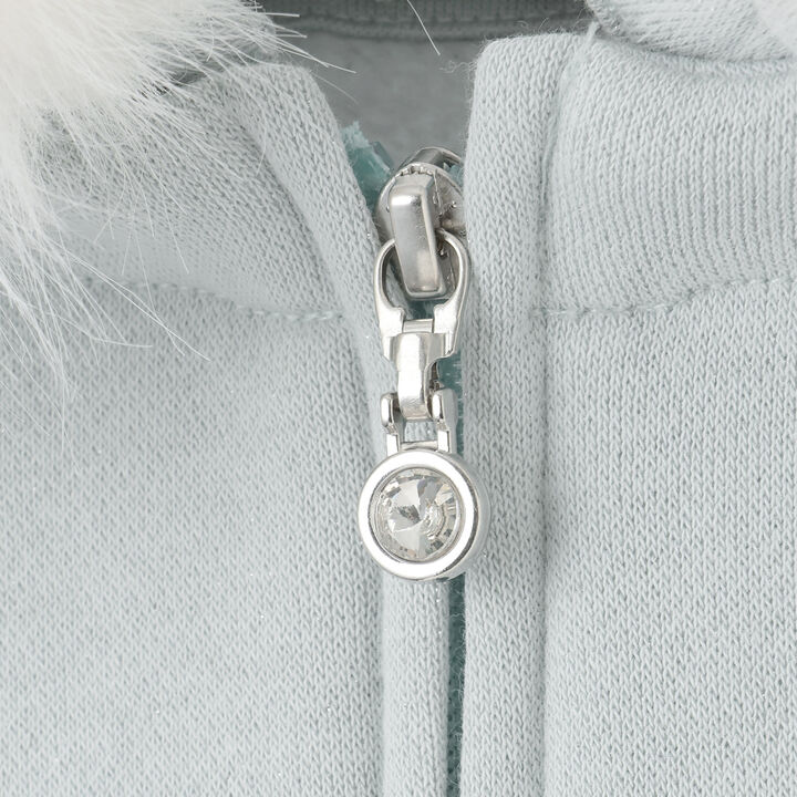 Lame Fleece Faux Fur Hooded Zip Parka,Mint, medium image number 4