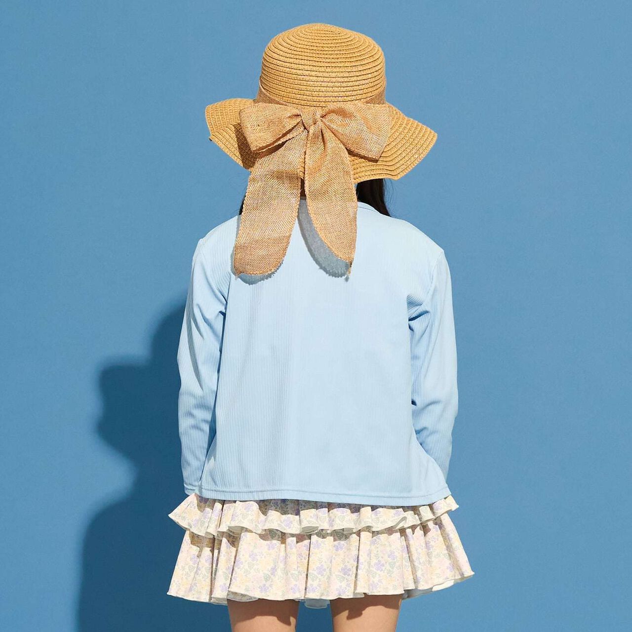 [SWIM] [UV Protection] Rash Guard Cardigan with Ribbon,Sax blue, large image number 15