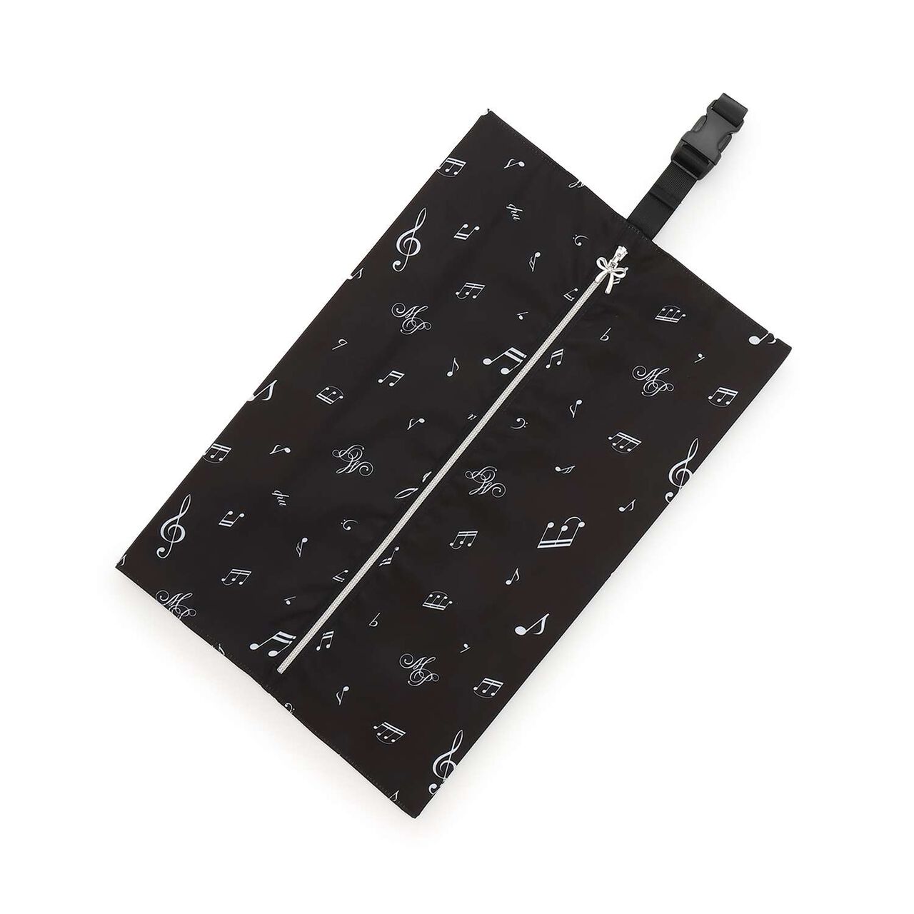 [Water Repellent] All-Over Music Note Pattern Shoe Case,Black, large image number 0