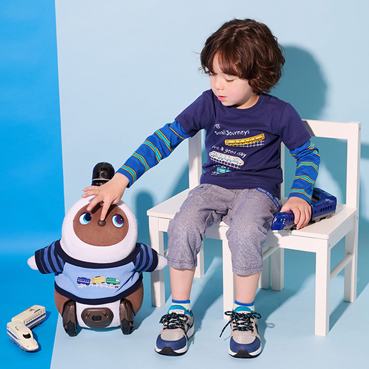 KP×LOVOT Train Motif Pullover,Blue, large image number 9