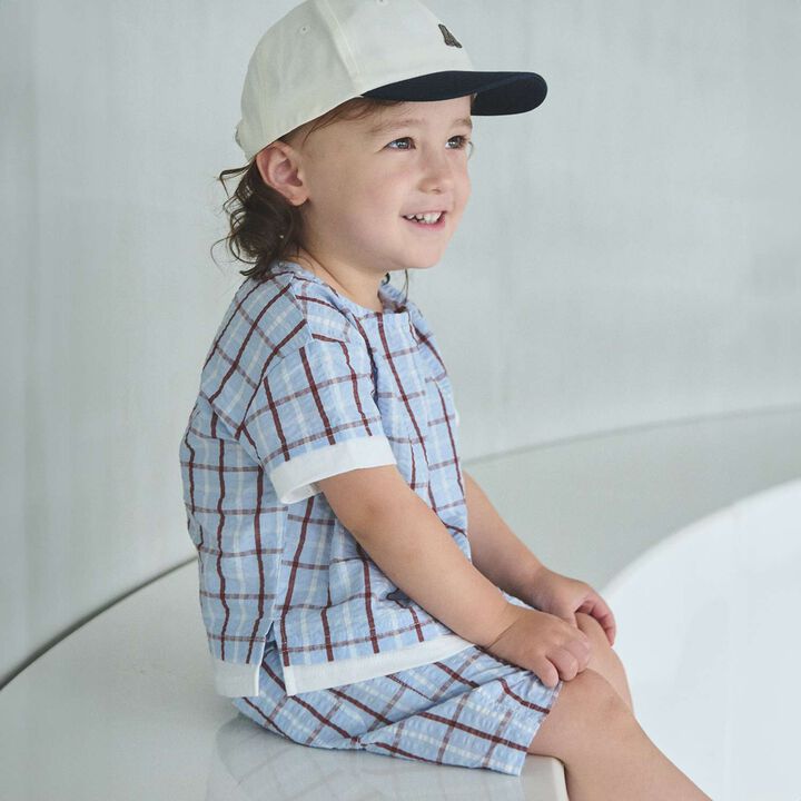 [Fujimoto Miki Collaboration] Boys Checkered Outfit Set,Pearl white, medium image number 1