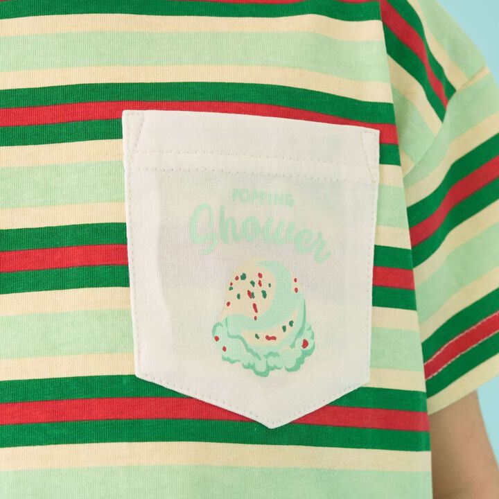 [31 Ice Cream] UV Cool Touch Shape-Retaining Sherbet T Assorted Print Striped T-Shirt,Black, medium image number 13