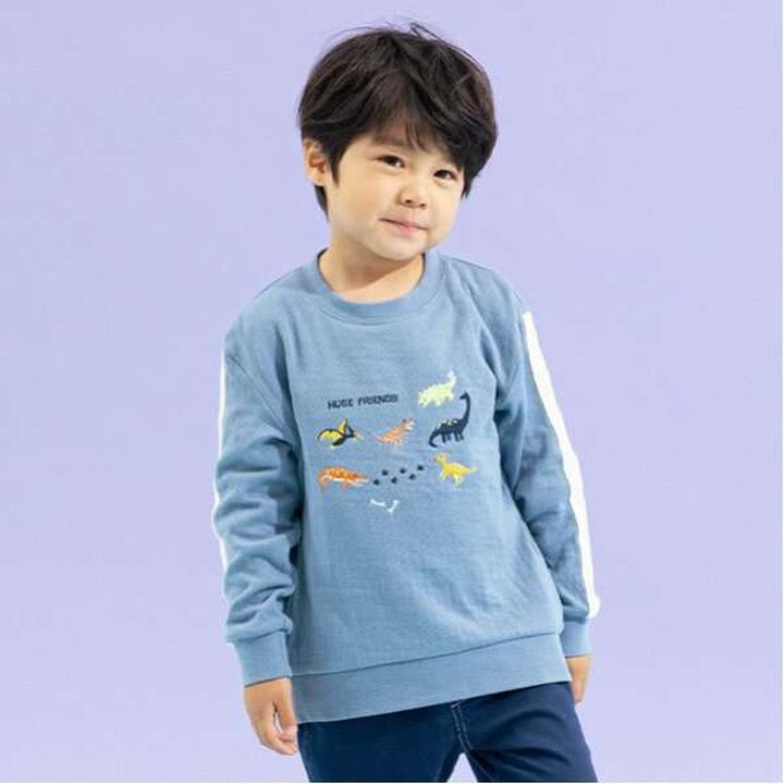 Dinosaur Embroidery Sleeve Line Long-Sleeve T-Shirt,Gray, medium image number 14