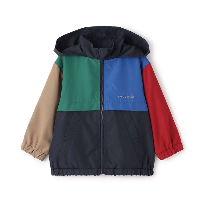 Water-Repellent Color Block Windbreaker,Navy, medium image number 9