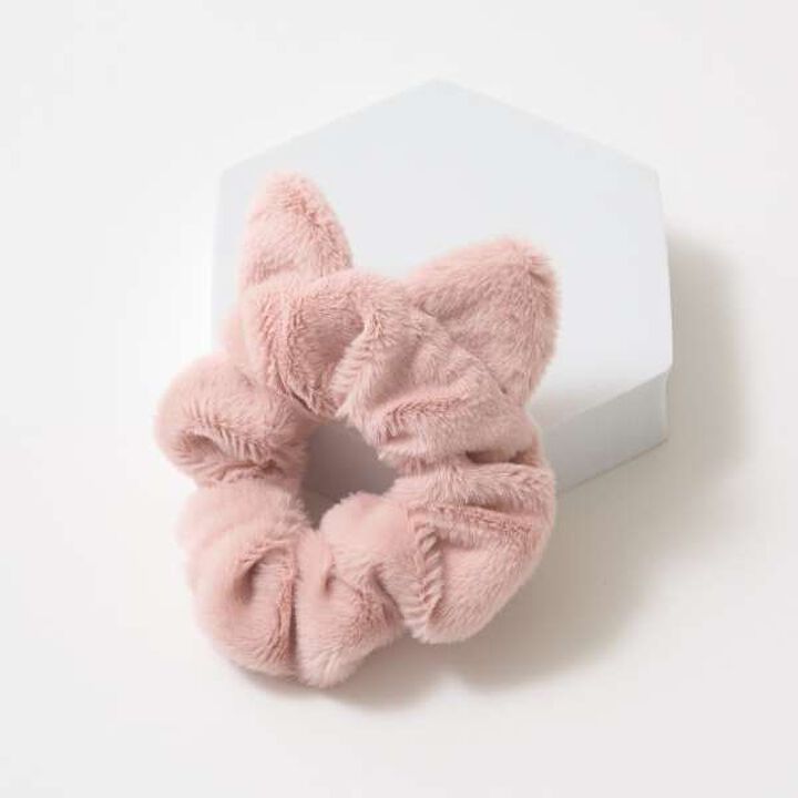 Cat Ear Faux Fur Hair Tie,Beige, medium image number 3