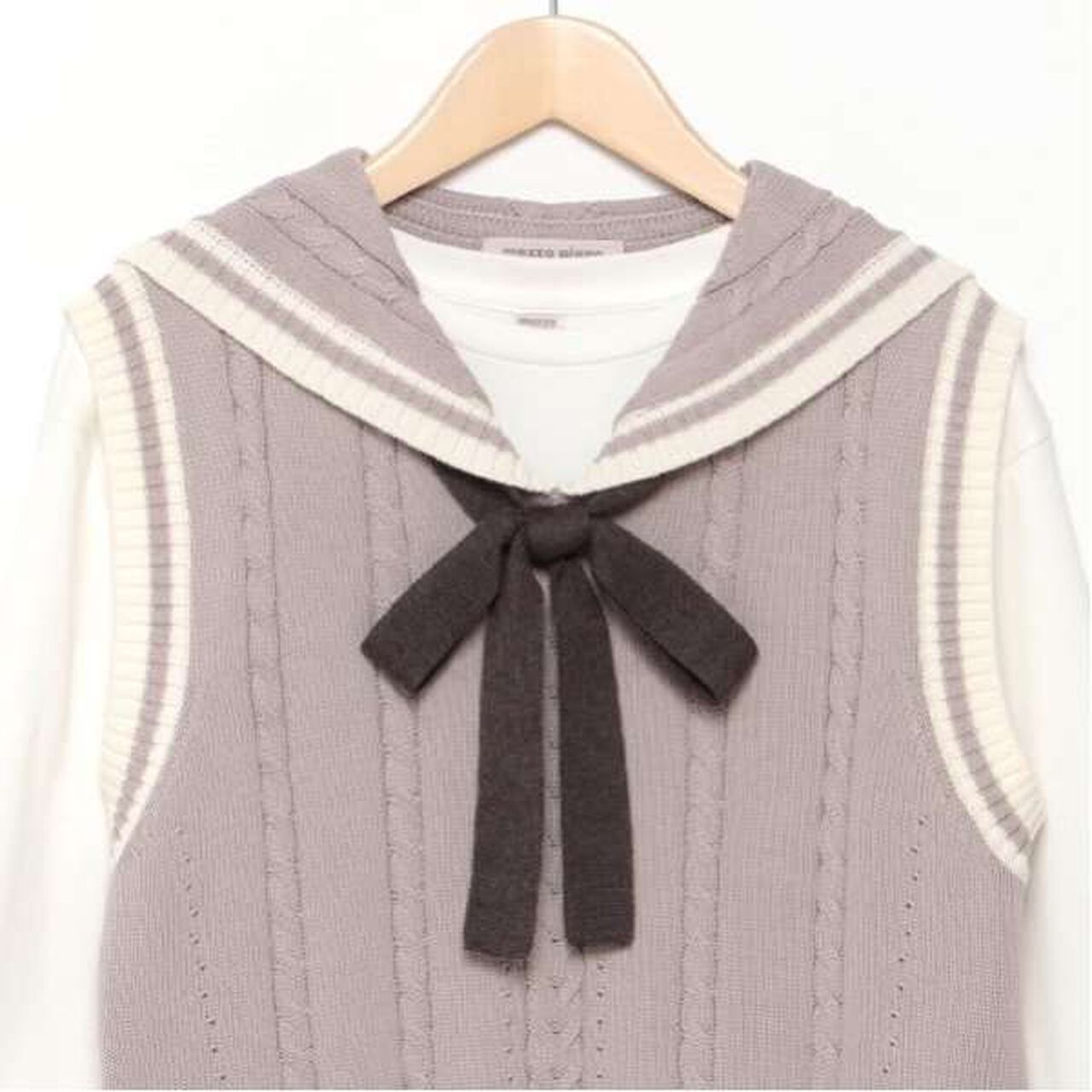 Sailor Knitwear Vest & T-Shirt Set,Gray, large image number 13