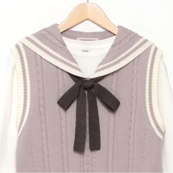 Sailor Knitwear Vest & T-Shirt Set,Gray, medium image number 13